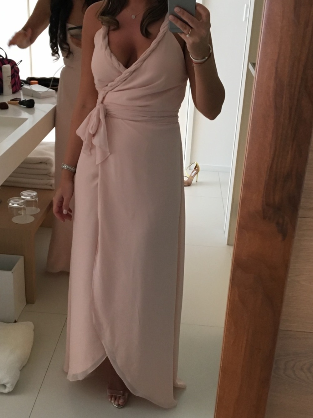 Joanna August Blush Wrap Maxi Dress with Waist Tie